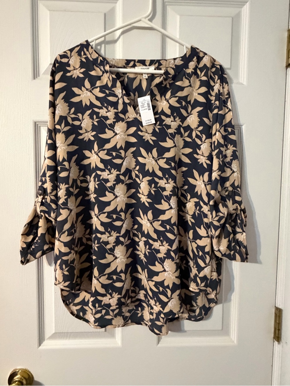 NWT Women’s Maurice’s Light Weight Floral 3/4 Sleeve Blouse Size XL